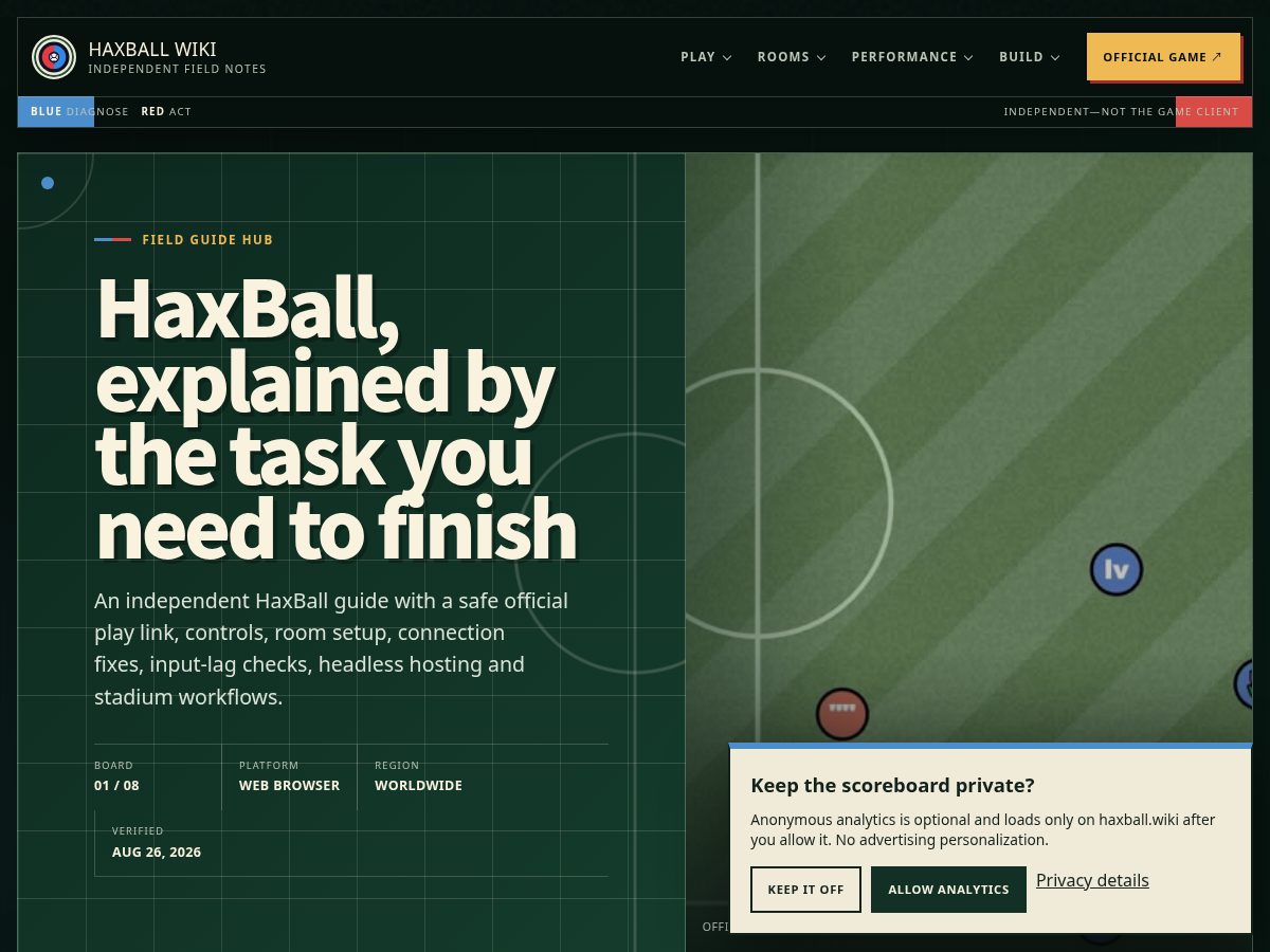 Landing-page snapshot of haxball.wiki