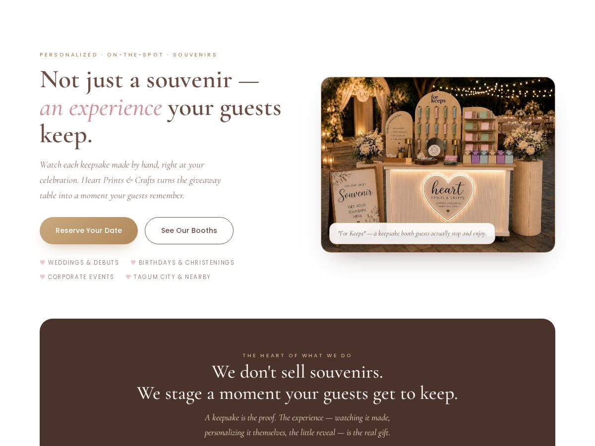 Landing-page snapshot of heartprintsandcrafts.online