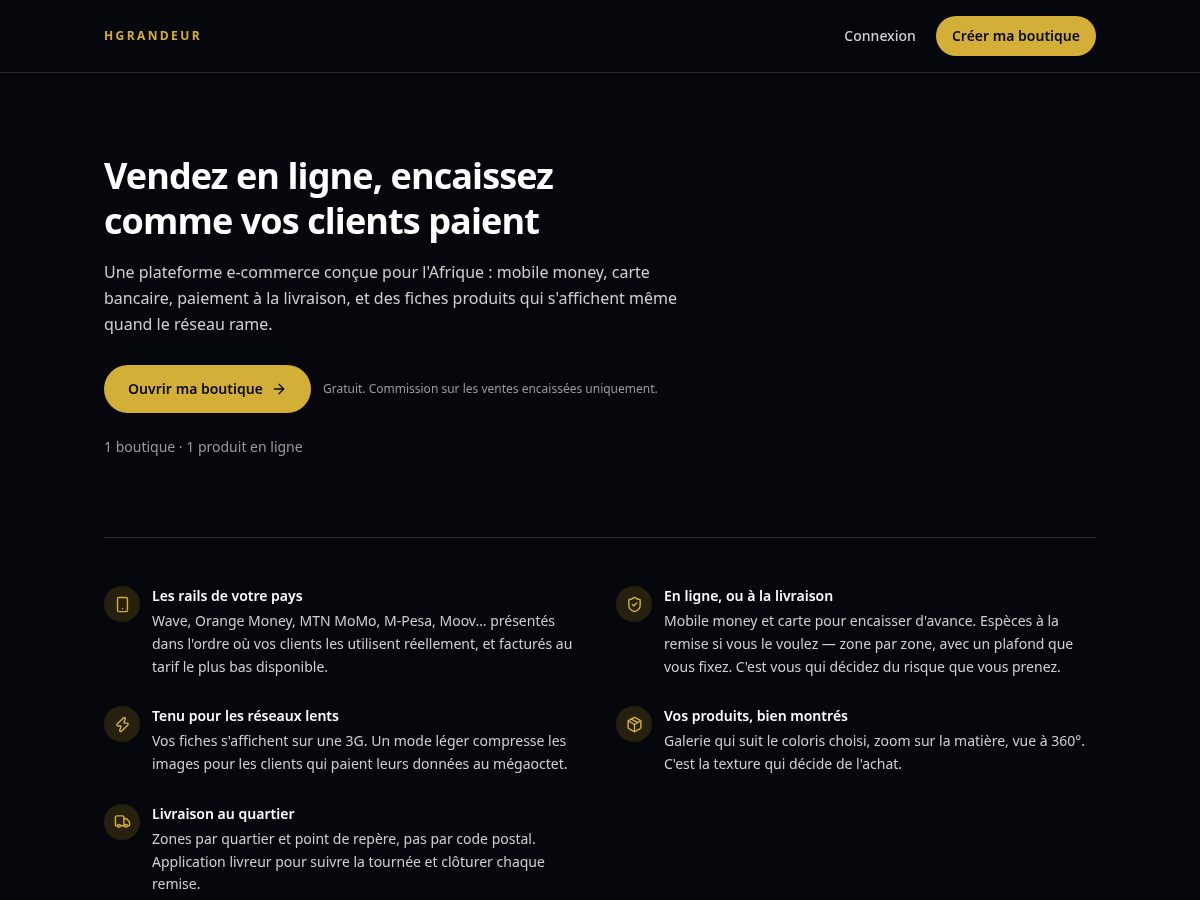 Landing-page snapshot of hgrandeurshop.com