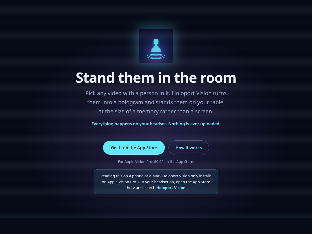 Landing-page snapshot of holoportvision.com