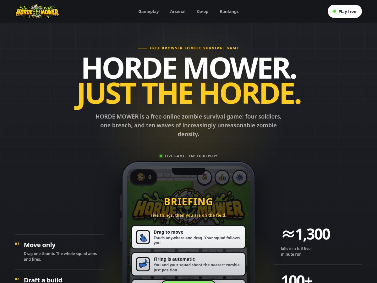 Landing-page snapshot of hordemower.com