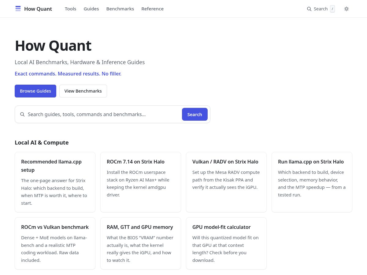 Landing-page snapshot of howquant.dev
