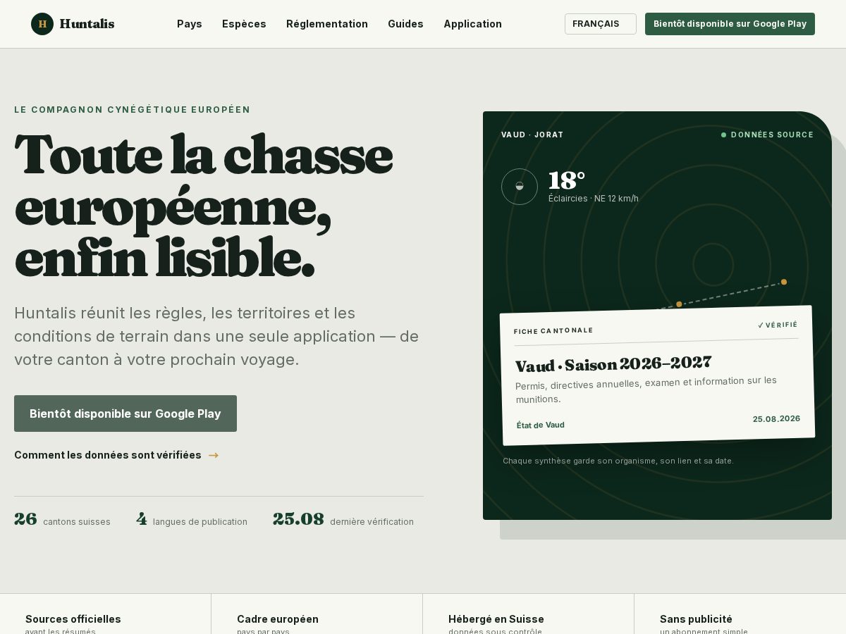 Landing-page snapshot of huntalis.com