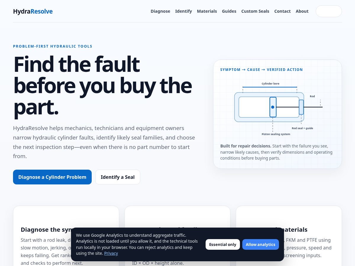 Landing-page snapshot of hydraresolve.com