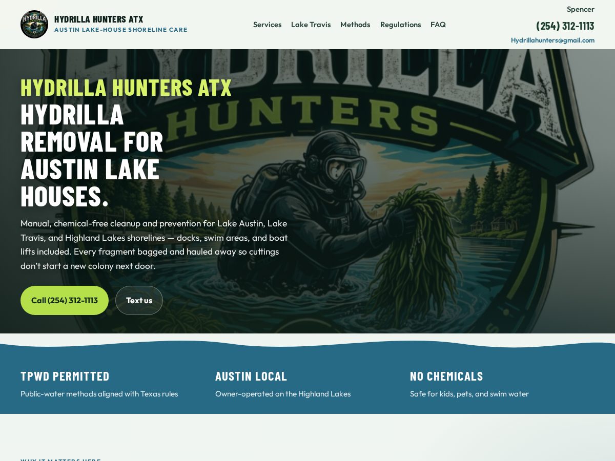 Landing-page snapshot of hydrillahuntersatx.com
