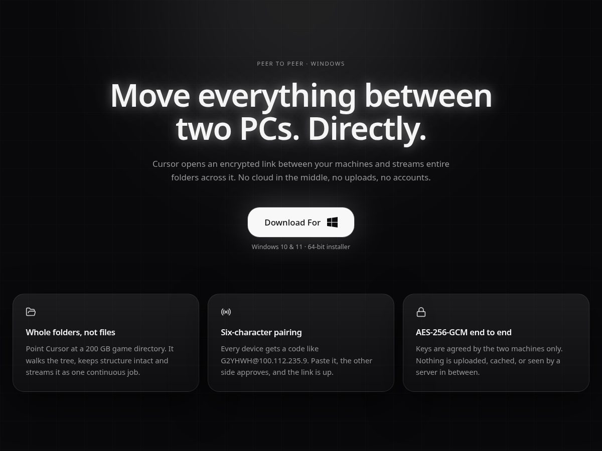Landing-page snapshot of icursor.cloud