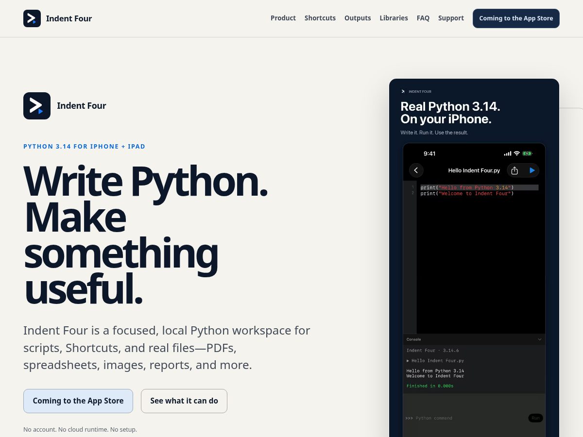 Landing-page snapshot of indentfour.app
