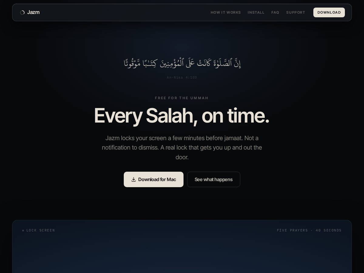 Landing-page snapshot of jazm.app
