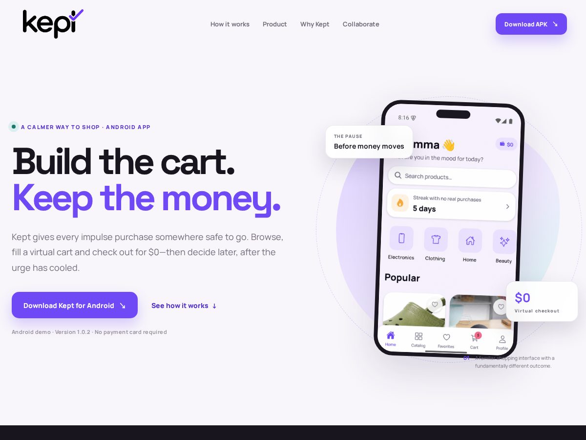 Landing-page snapshot of keptthemoney.com