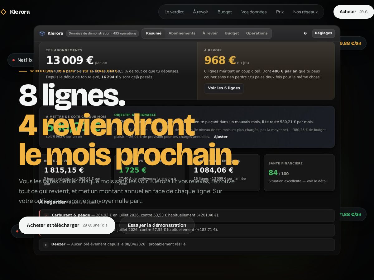 Landing-page snapshot of klerora.com