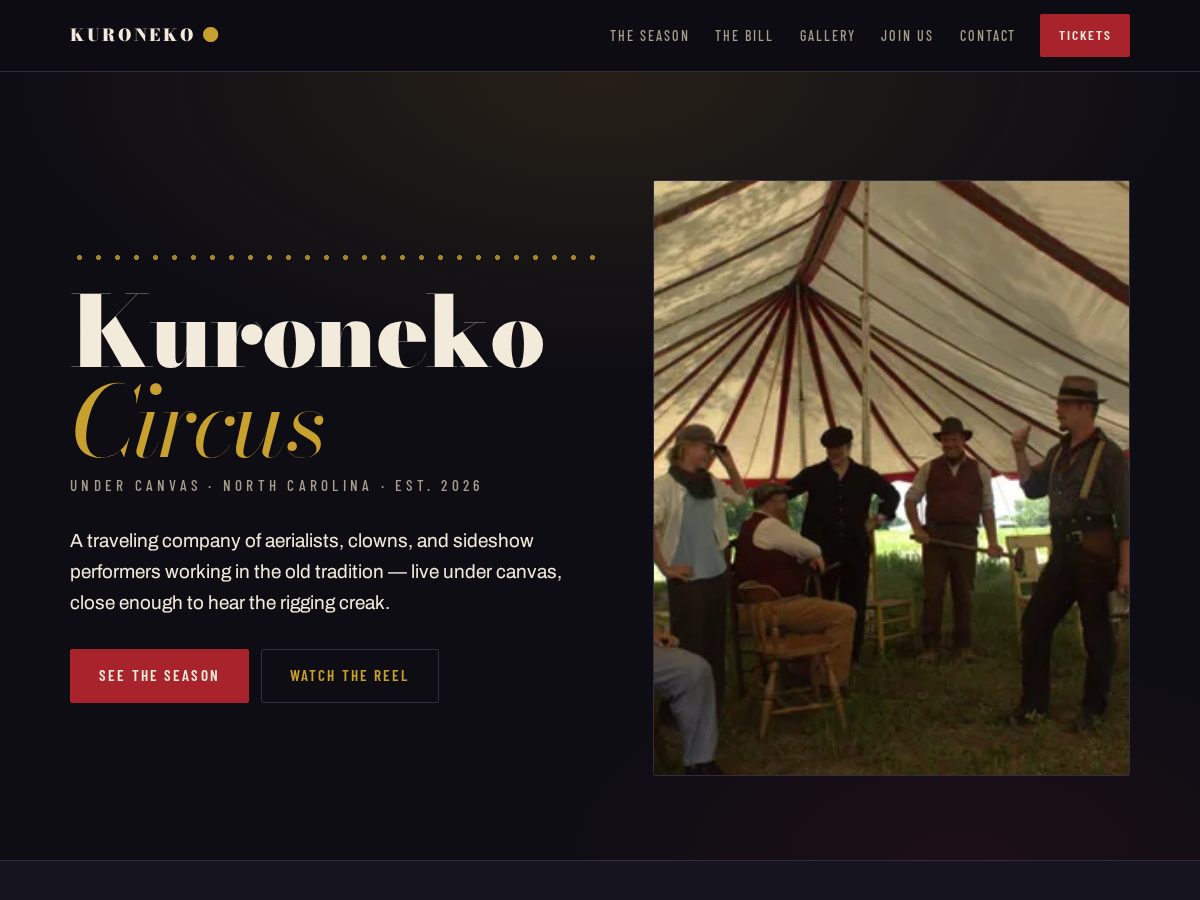 Landing-page snapshot of kuronekocircus.com