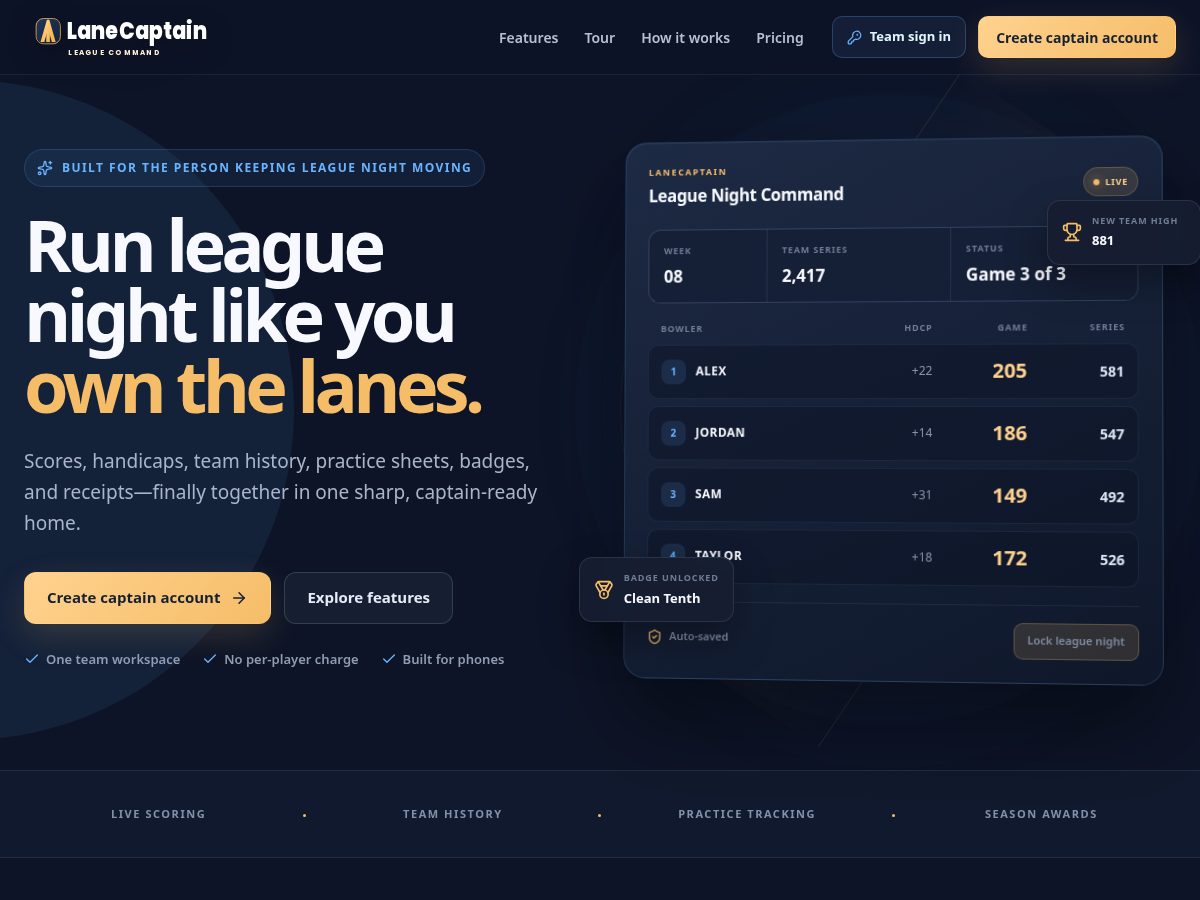 Landing-page snapshot of lanecaptain.com