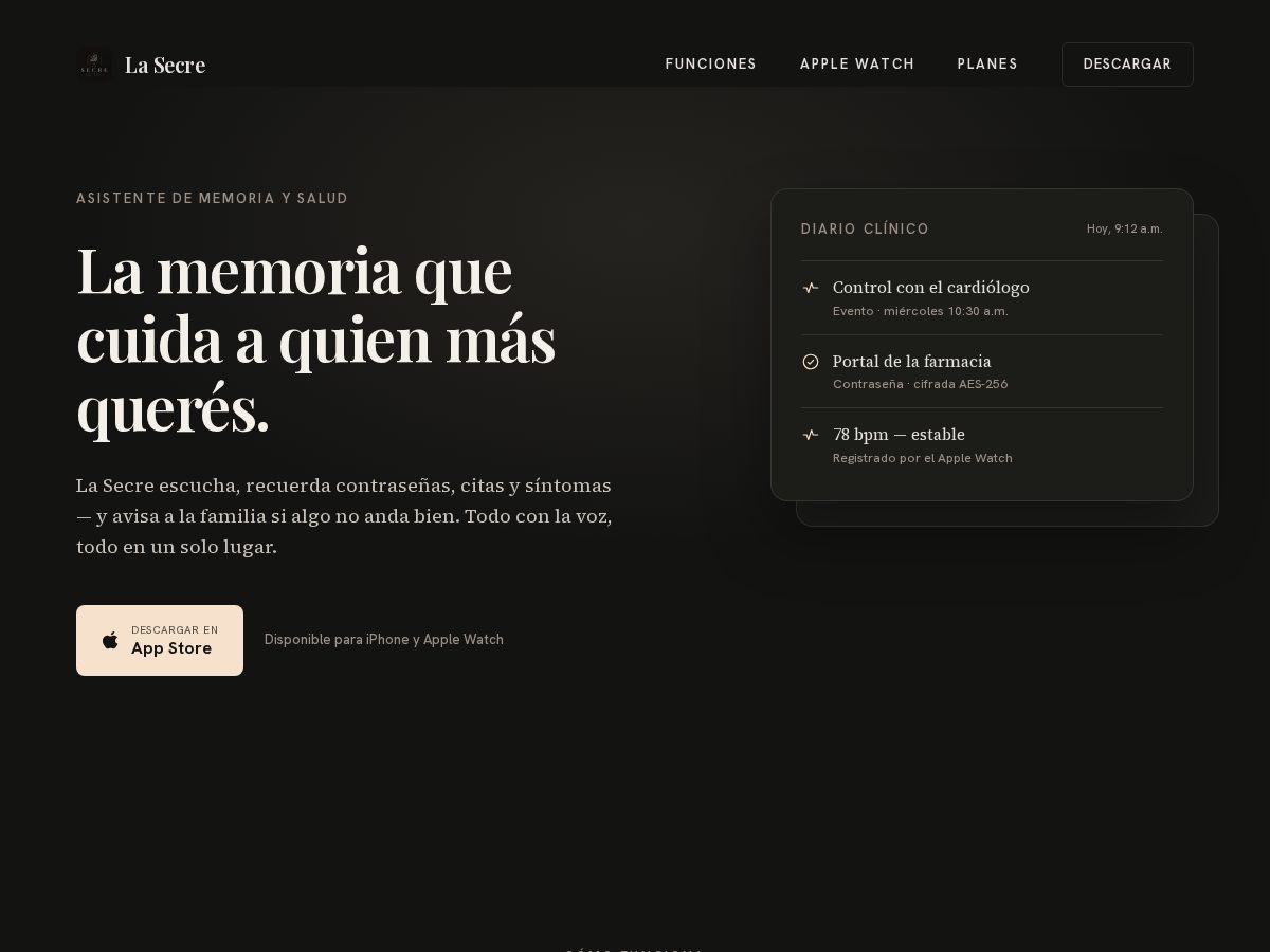Landing-page snapshot of lasecre.app