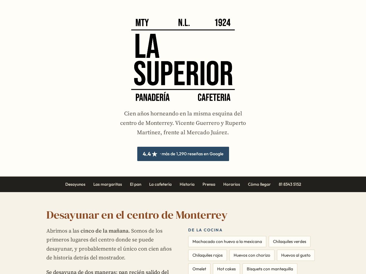 Landing-page snapshot of lasuperiormty.com