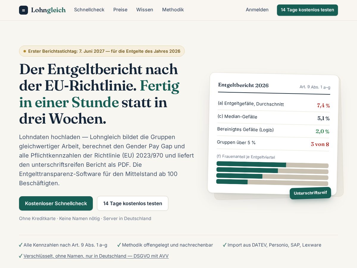 Landing-page snapshot of lohngleich.com
