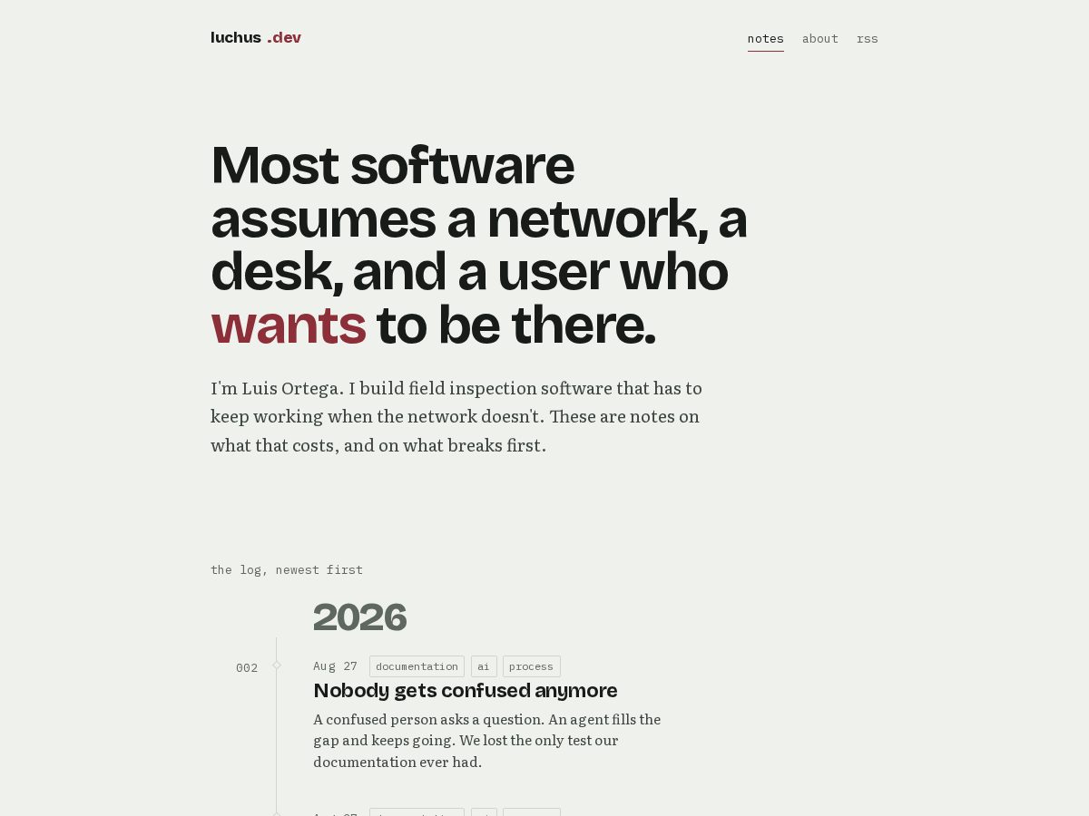 Landing-page snapshot of luchus.dev