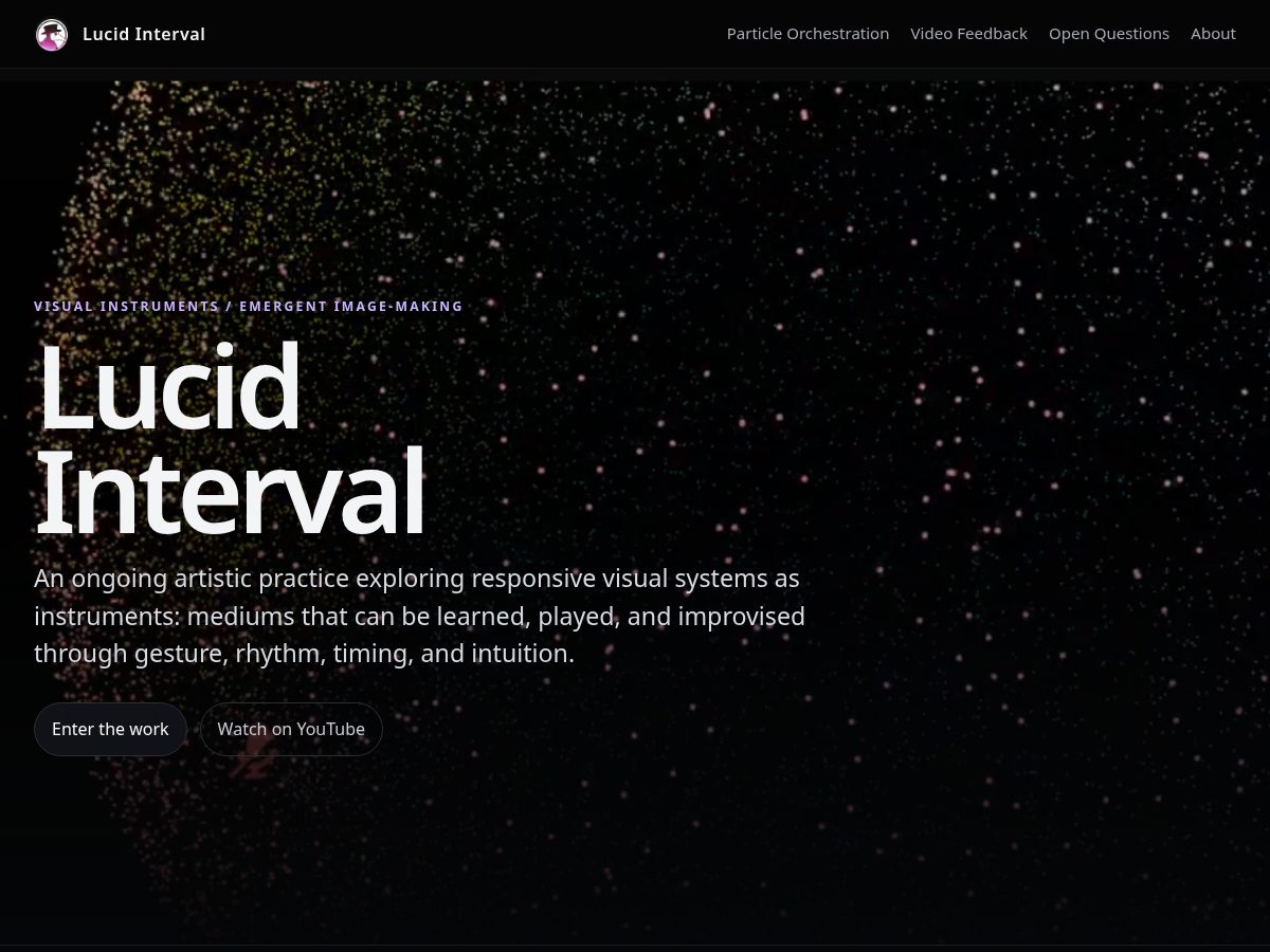 Landing-page snapshot of lucidinterval.art