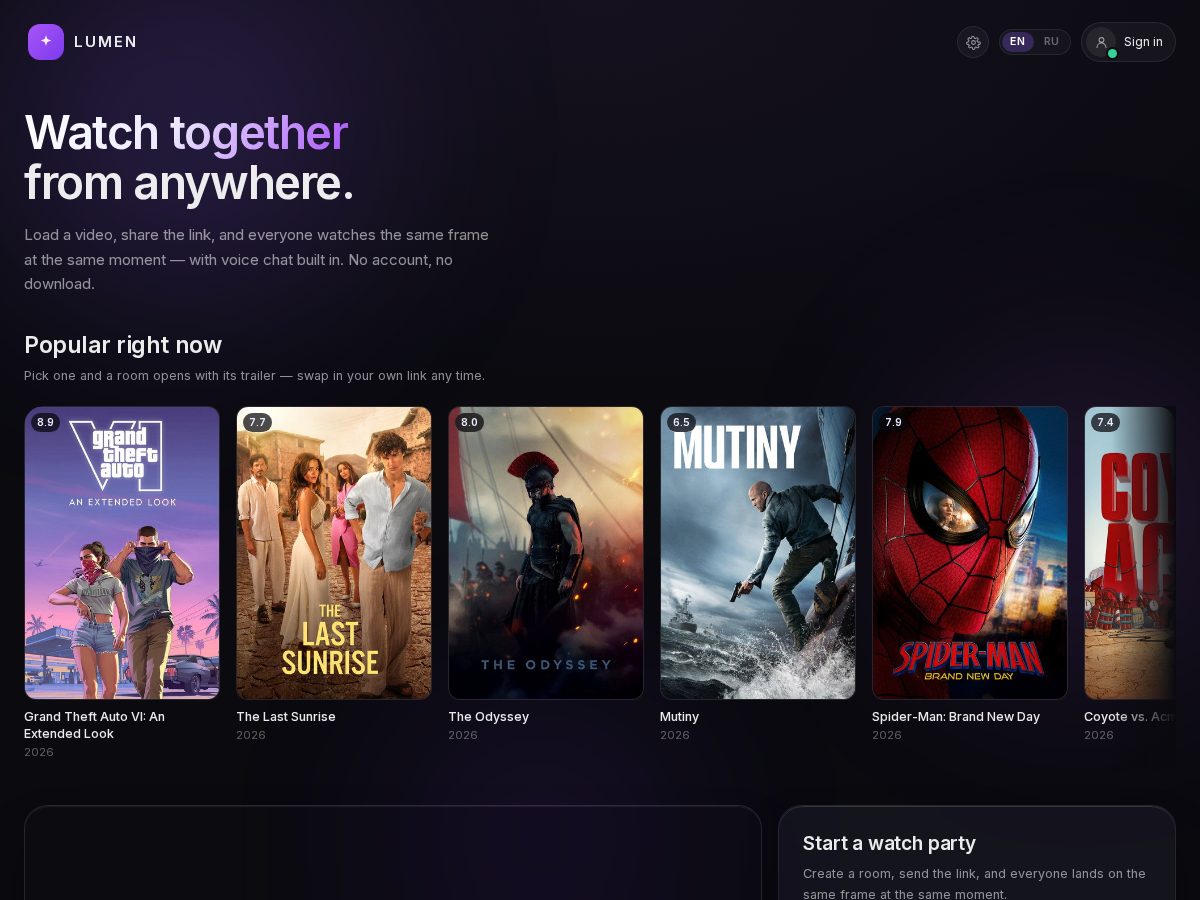 Landing-page snapshot of lumen-films.movie