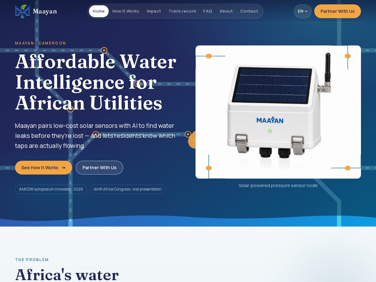 Landing-page snapshot of maayanwatertech.site