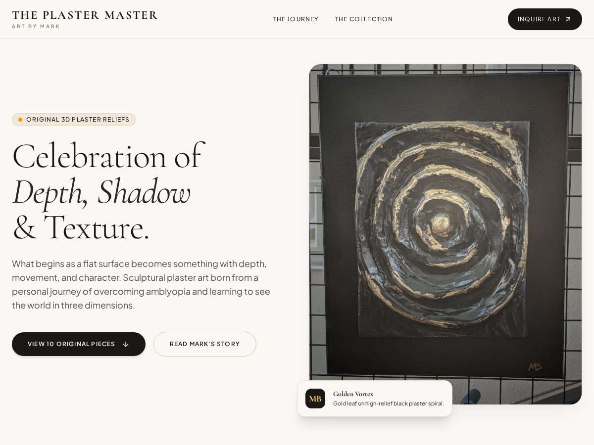 Landing-page snapshot of markplaster.com
