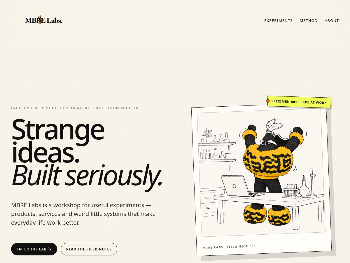 Landing-page snapshot of mbrelabs.world
