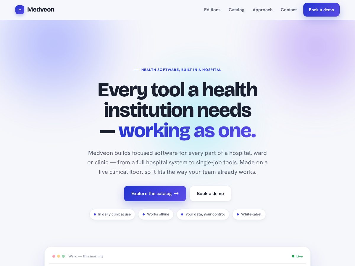 Landing-page snapshot of medveon.com