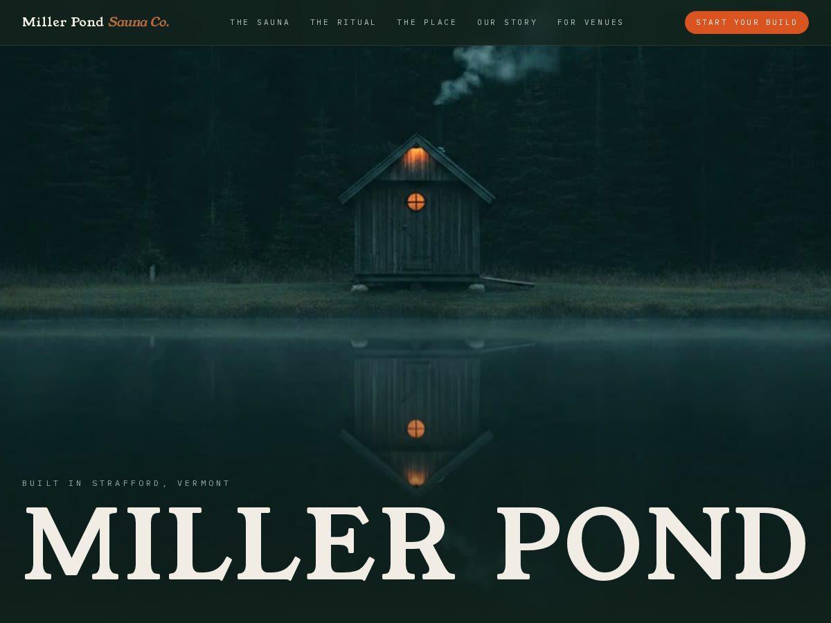 Landing-page snapshot of millerpondsauna.com