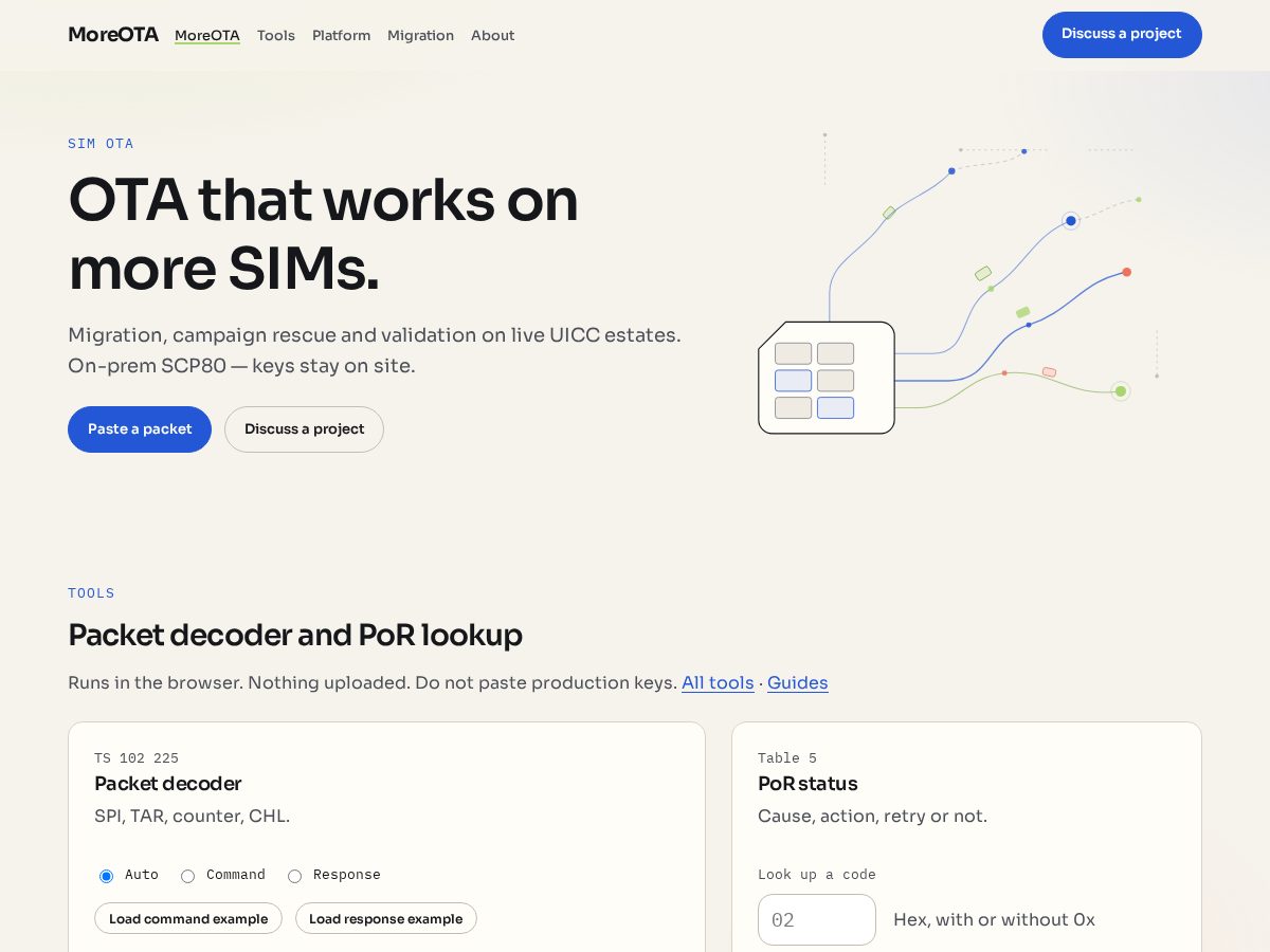 Landing-page snapshot of moreota.com