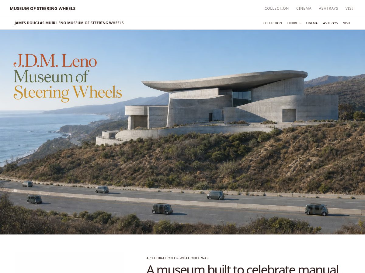 Landing-page snapshot of museumofsteeringwheels.com