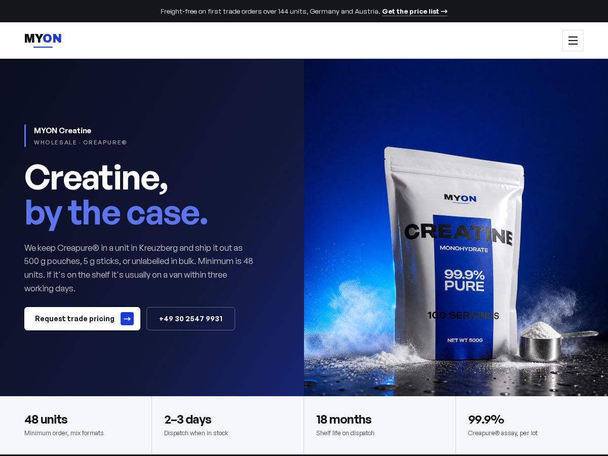 Landing-page snapshot of myonsupplements.com