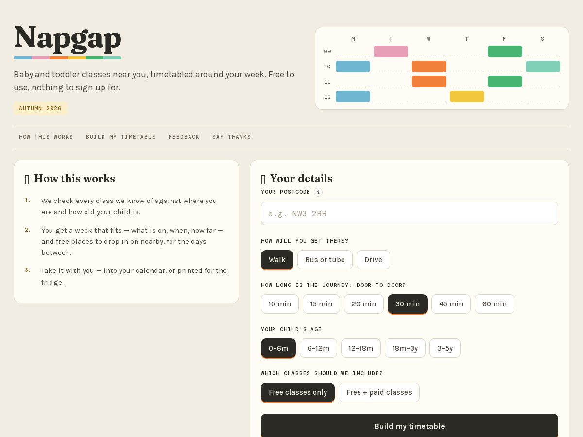Landing-page snapshot of napgap.club