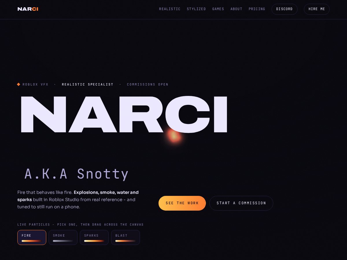 Landing-page snapshot of narci.dev