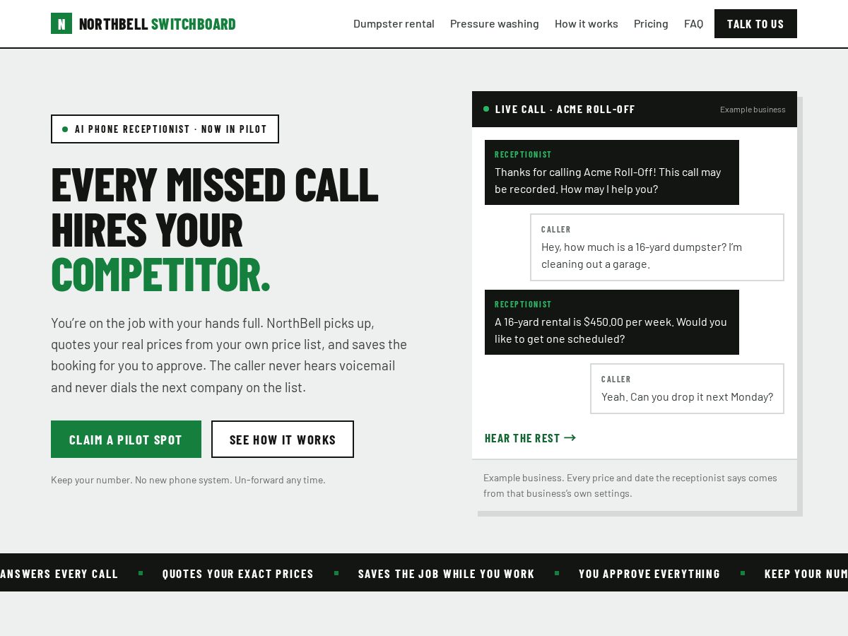 Landing-page snapshot of nbell.vip