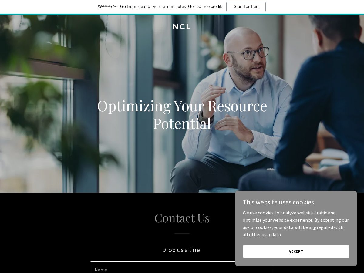 Landing-page snapshot of nclresources.com