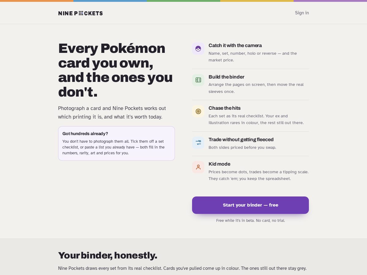Landing-page snapshot of ninepockets.app
