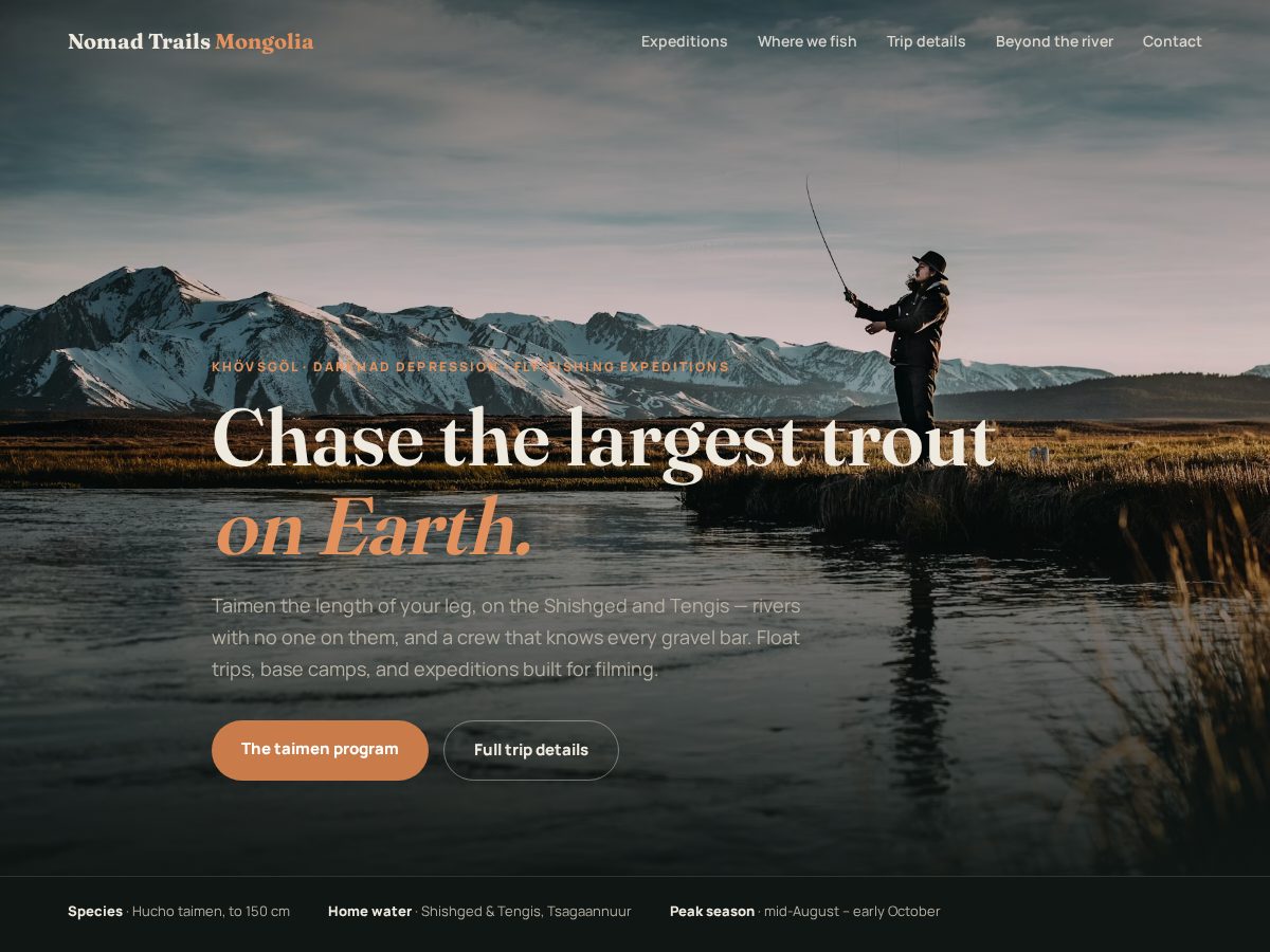 Landing-page snapshot of nomadtrailsmongolia.com