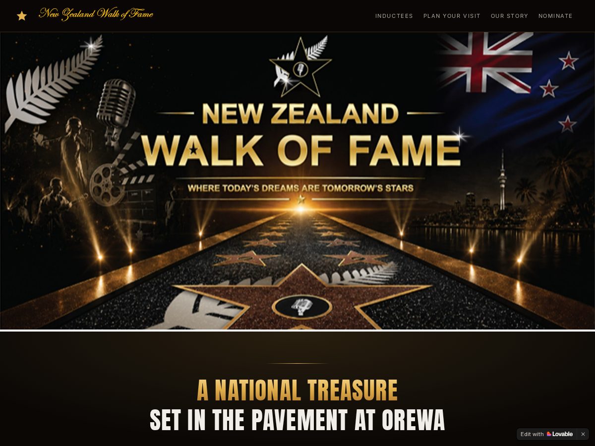 Landing-page snapshot of nzwalkoffame.com