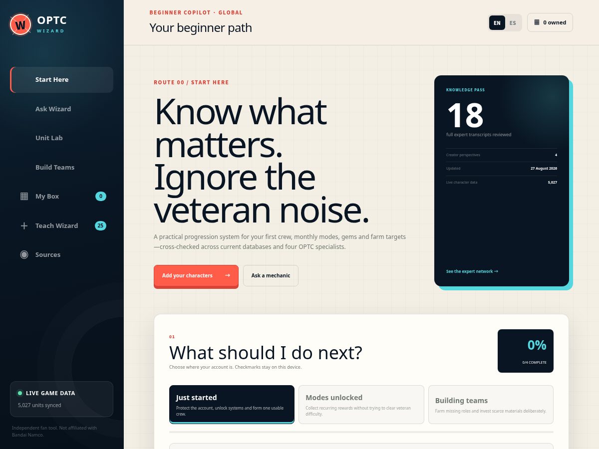 Landing-page snapshot of optcwizard.xyz