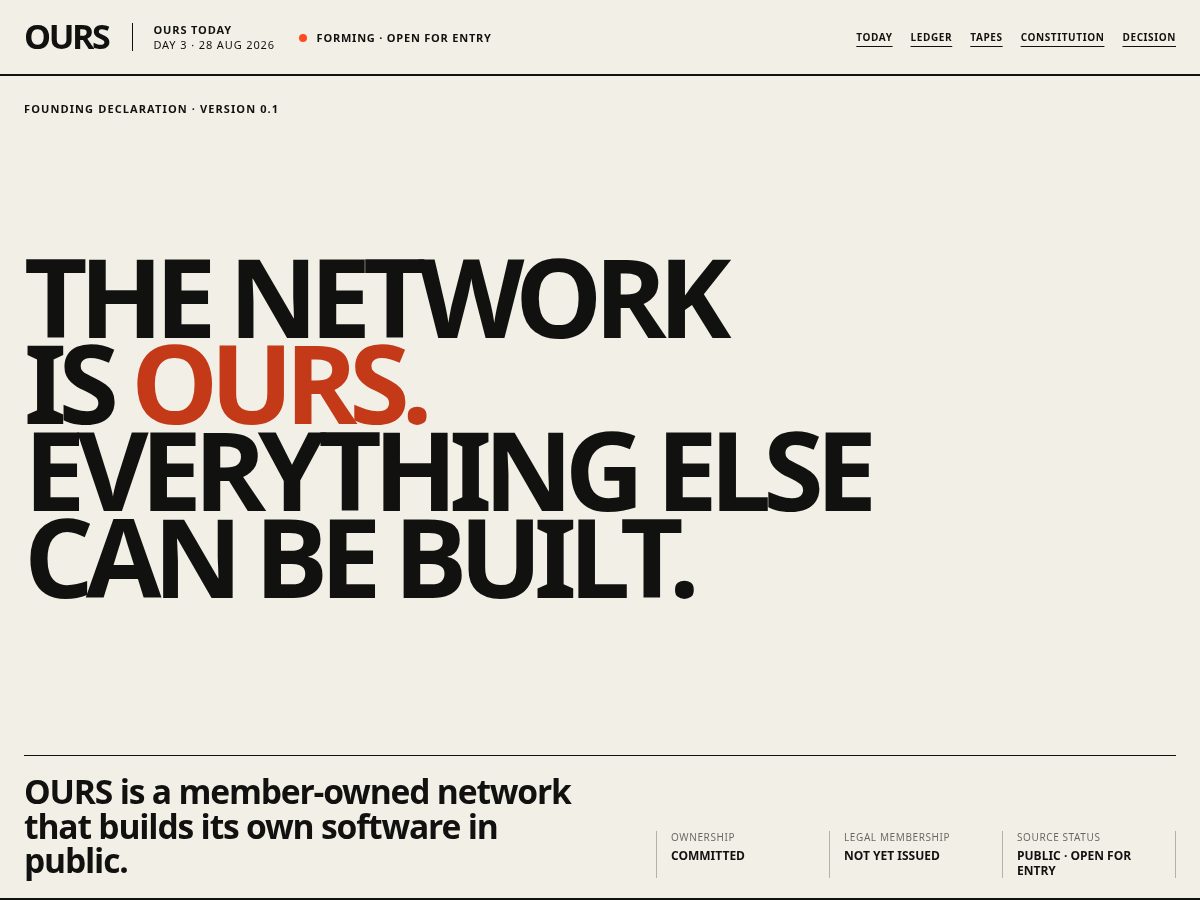 Landing-page snapshot of ourstoday.com