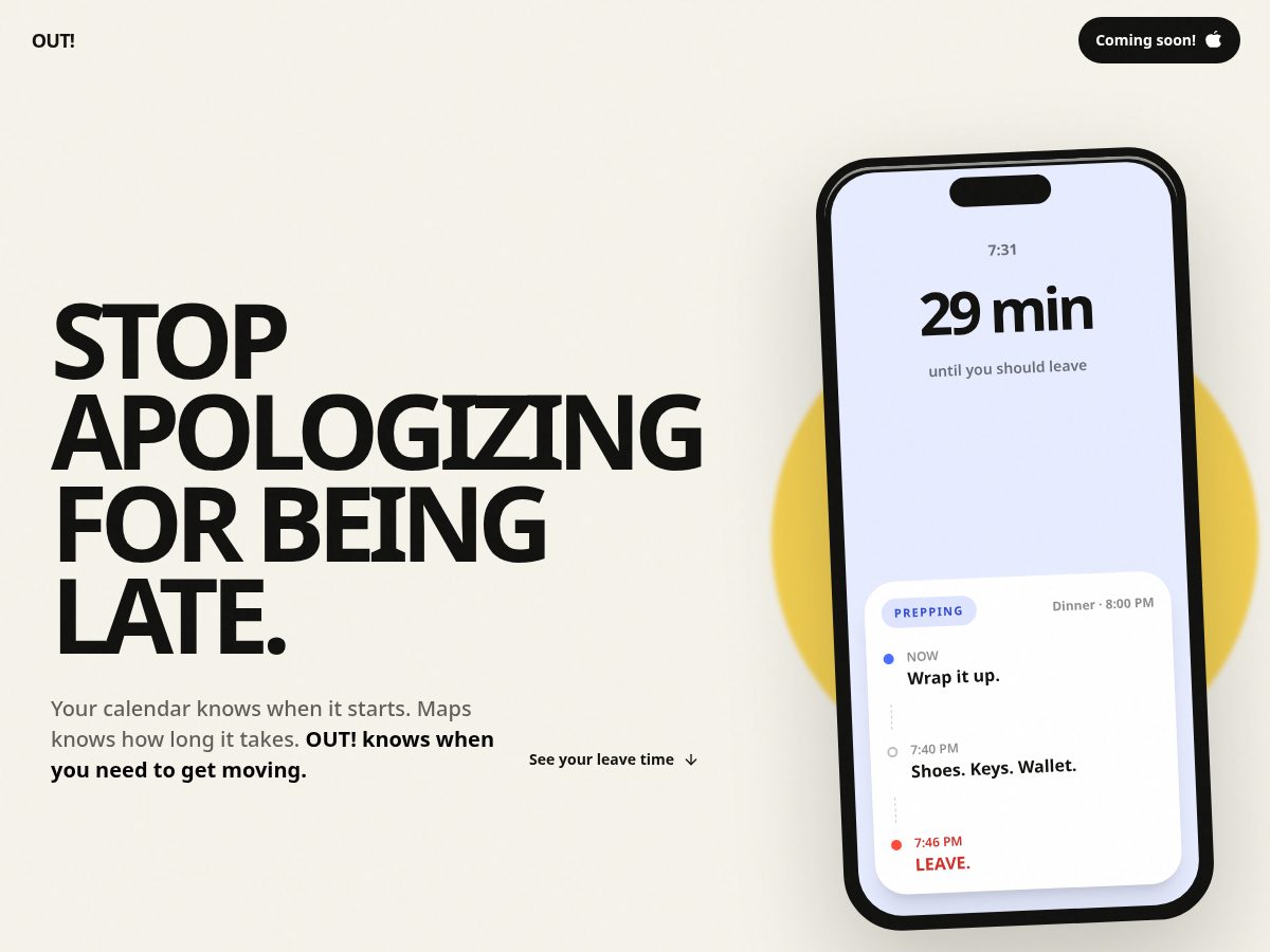 Landing-page snapshot of outapp.site