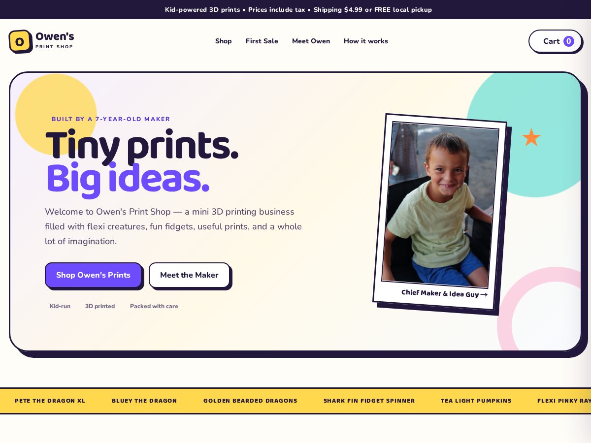 Landing-page snapshot of owens3dshop.com