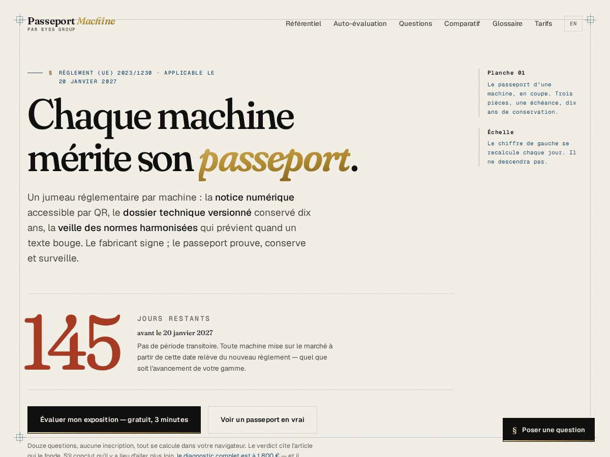 Landing-page snapshot of passeport-machine.com