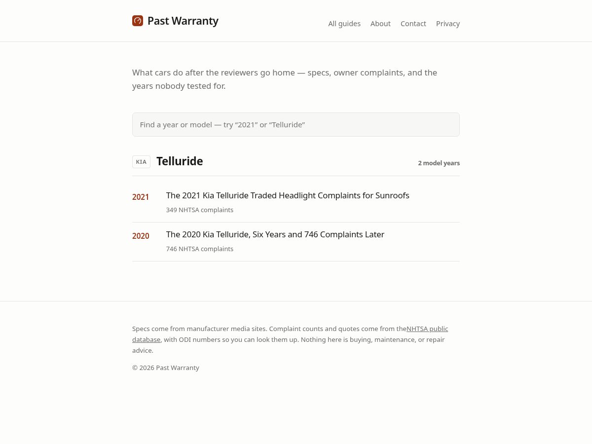 Landing-page snapshot of pastwarranty.com