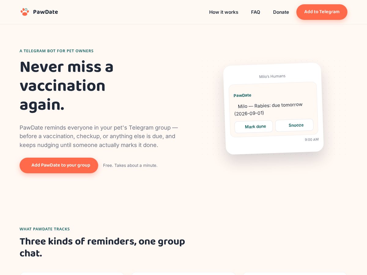 Landing-page snapshot of pawdate.site