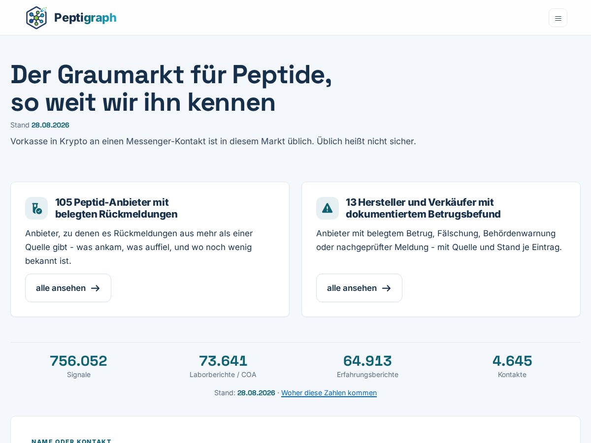 Landing-page snapshot of peptigraph.org