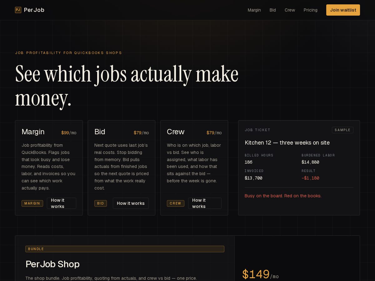 Landing-page snapshot of perjob.app