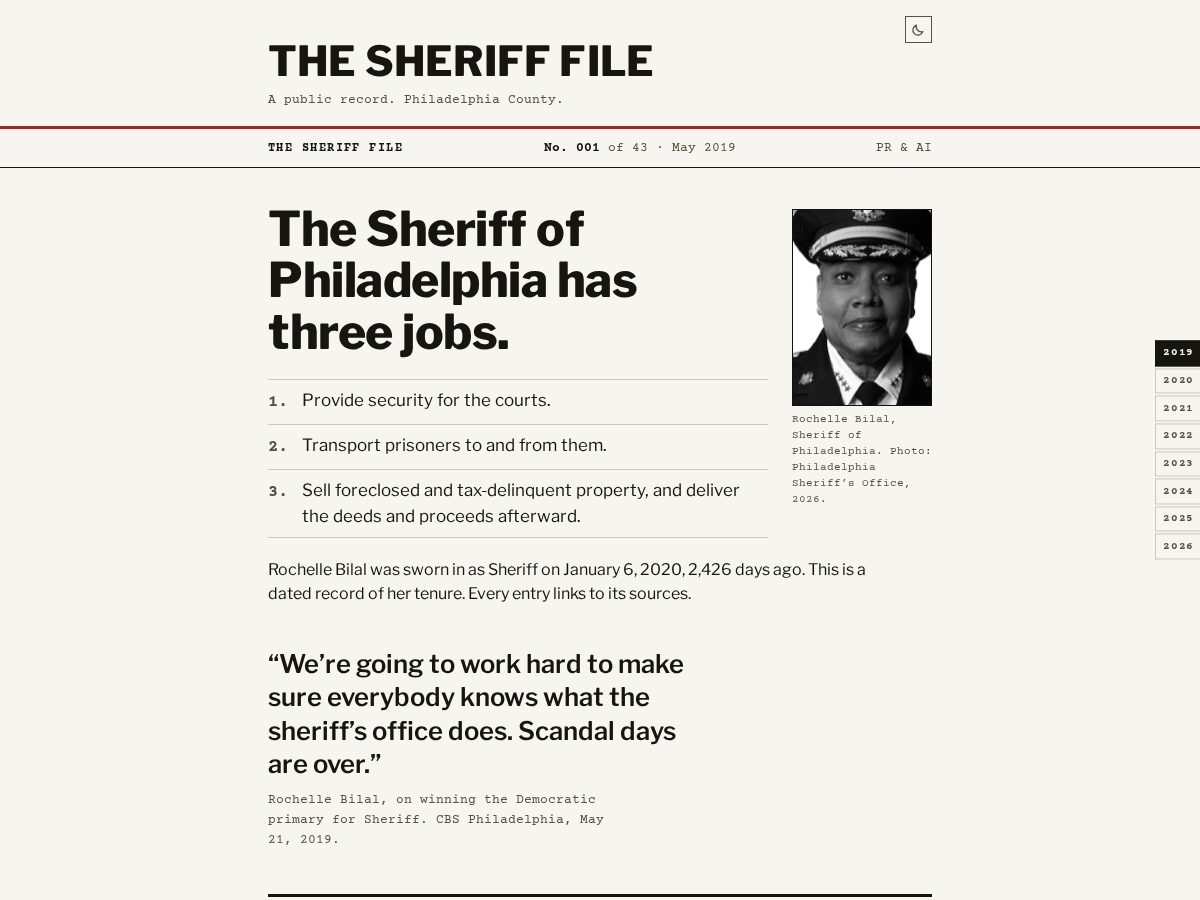 Landing-page snapshot of phillysheriff.org