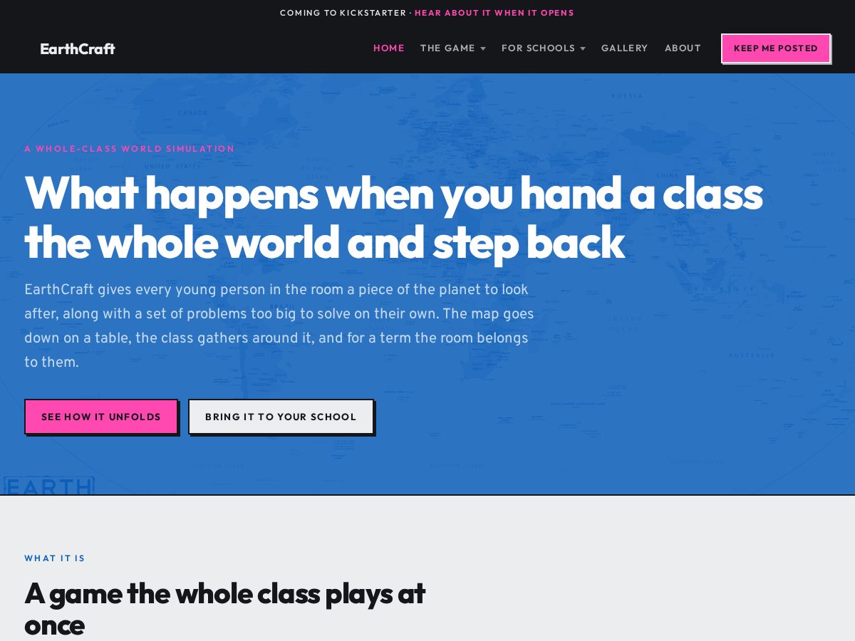 Landing-page snapshot of playearthcraft.com