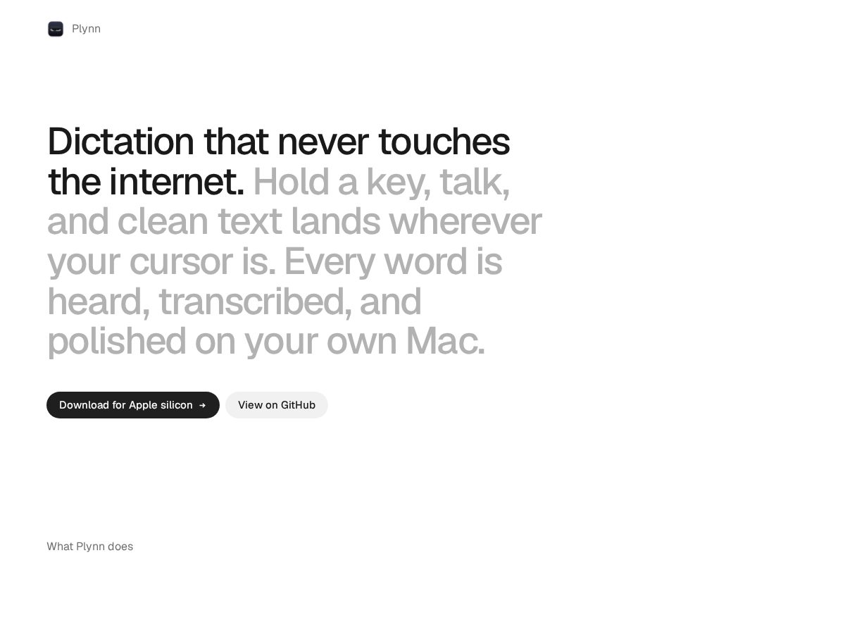 Landing-page snapshot of plynn.app