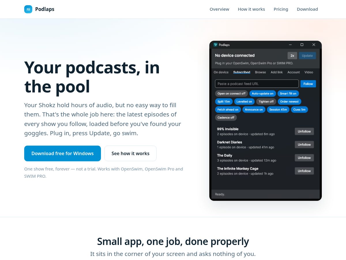 Landing-page snapshot of podlaps.com